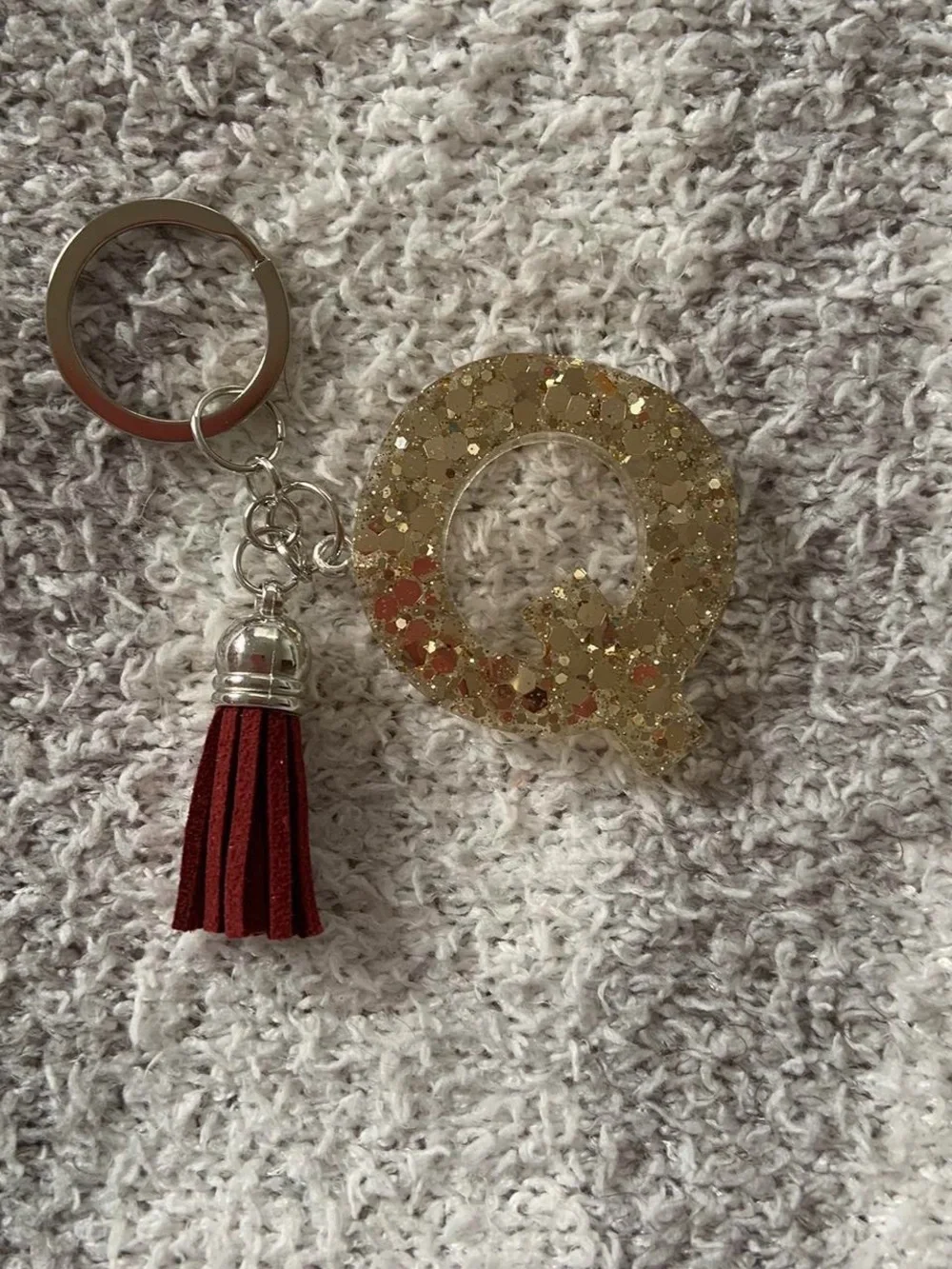 Glitter 'Q' Keychain with Tassel